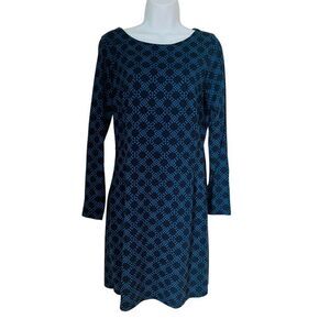 Boden Long Sleeve Navy Blue Jersey jersey Polka Dot Day Dress s 6L